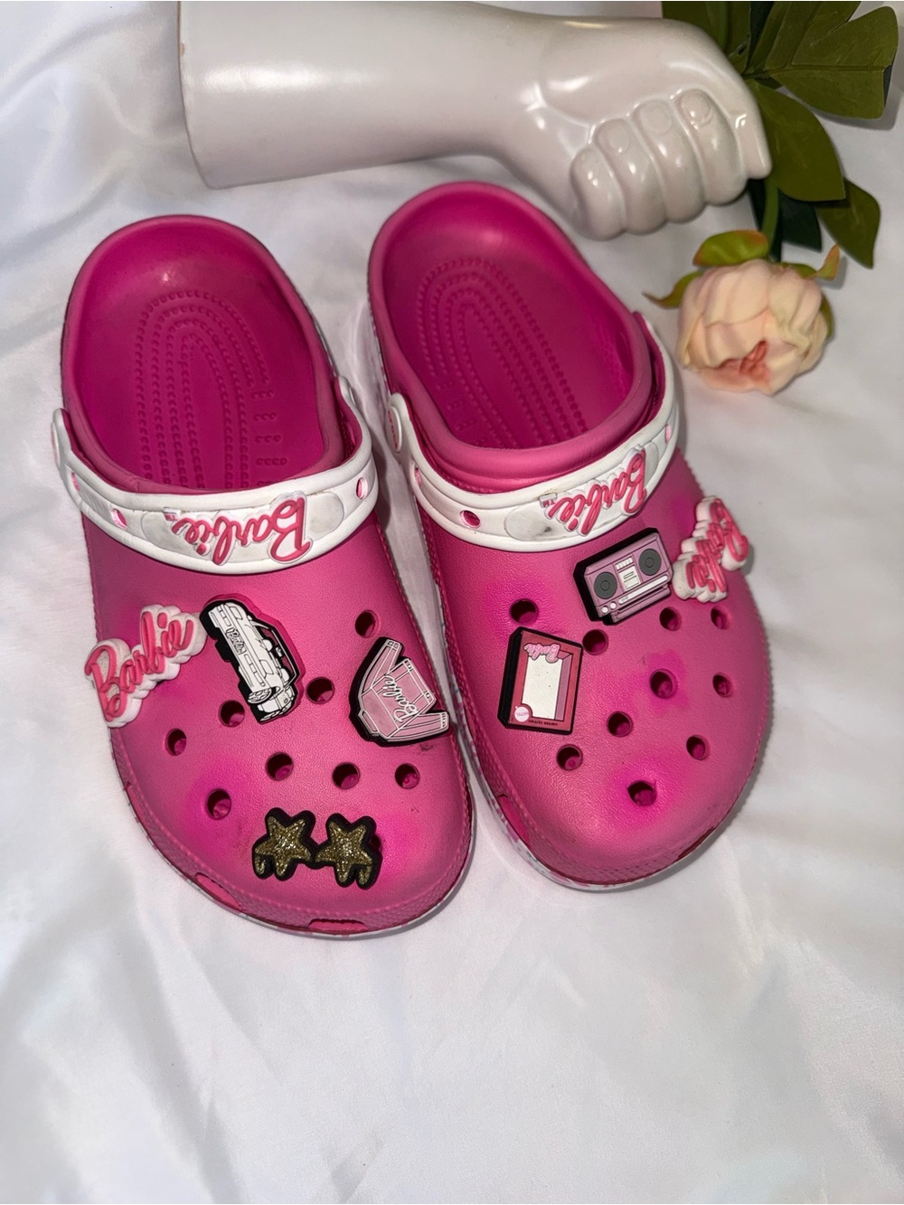 Barbie Hot Pink Kids Clog Sandals with Decorative Charms